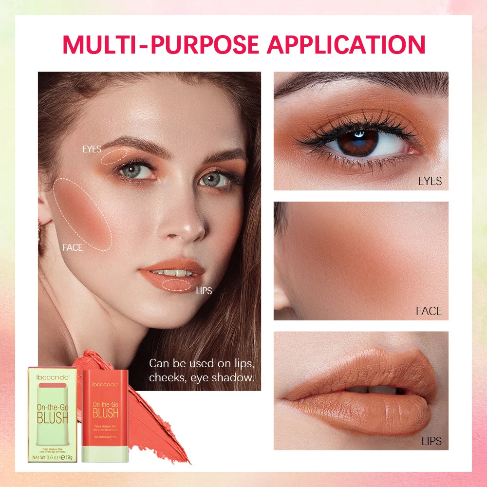 Tidesmit multi-functional waterproof cream blush stick showing product texture and high color payoff swatch