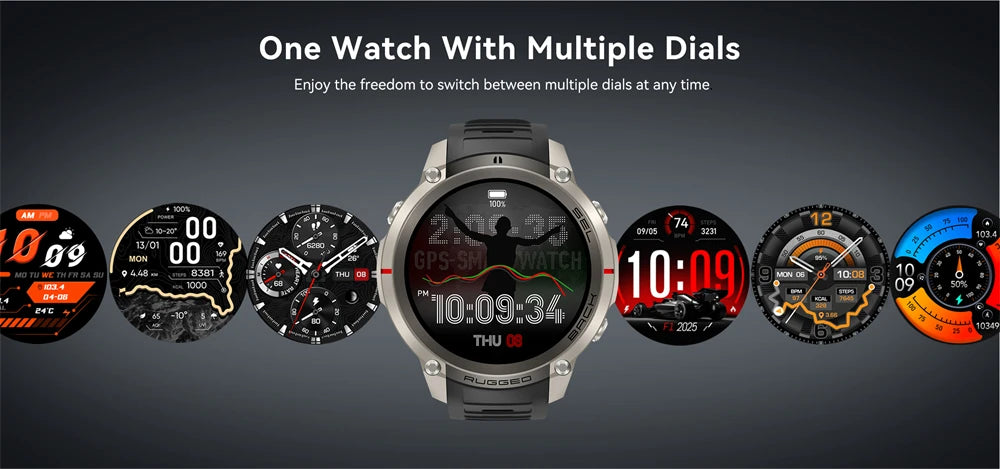 2026 Outdoor Tactical GPS 1.43"AMOLED Smart Watch Offine Map Compass Heart Rate Fitness Tracker 5ATM Waterproof Sports Watches