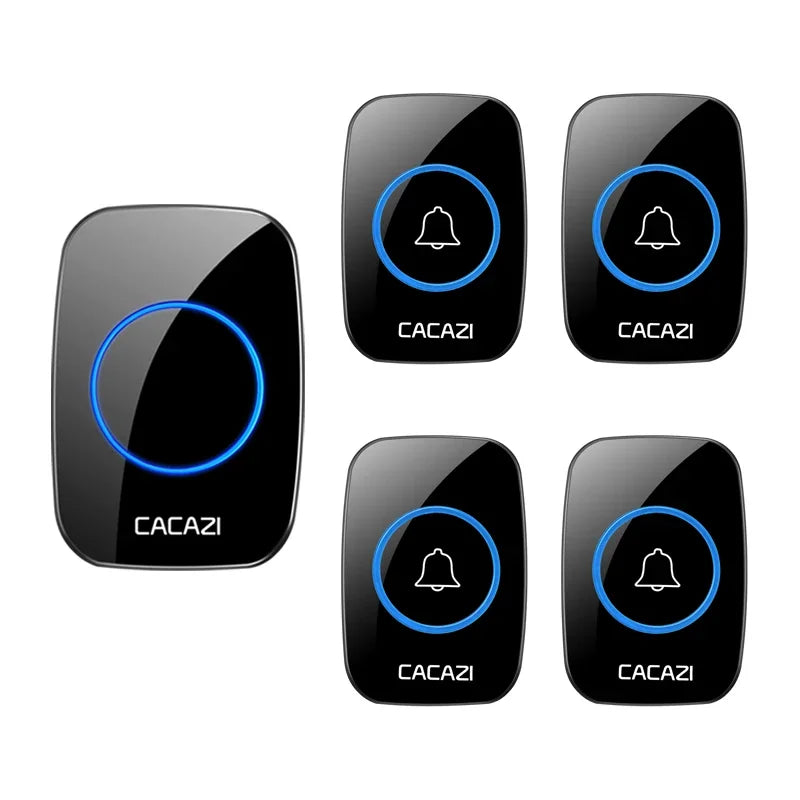 CACAZI 36 music 110DB 300M Wireless Doorbell Waterproof Remote Battery powered Smart Door Bell Battery 1  2 Button 1 2  Receiver