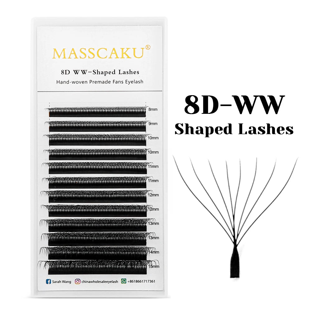 Premade Volume Fans Eyelashes 3D W Shape 0.07mm C Curl - Tidesmit False Eyelashes 8D WW Shape Tidesmit