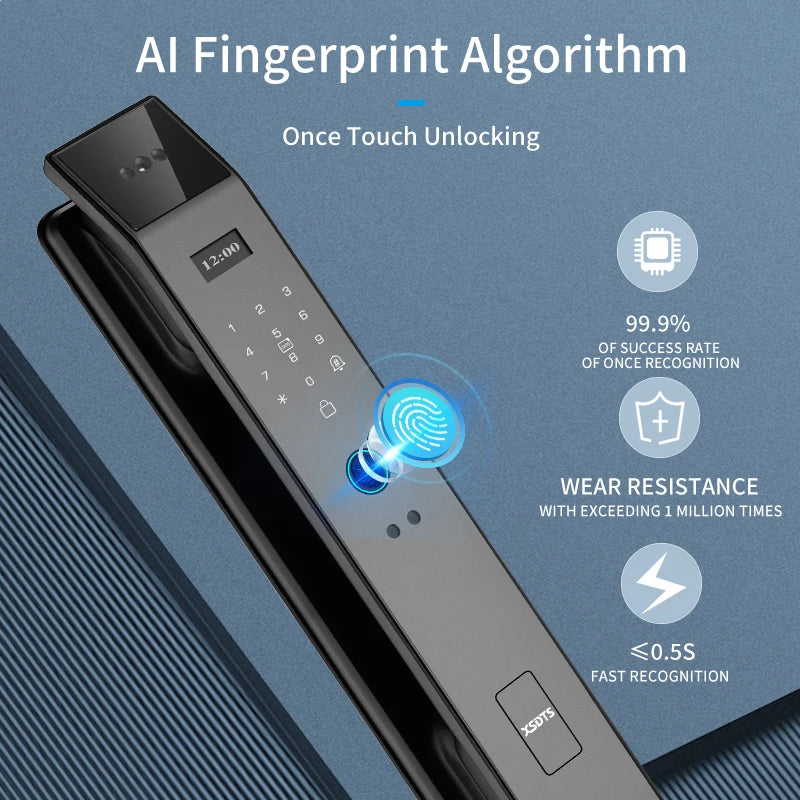 Tuya 3D Face Real-time Intercom Smart Door Lock Biometric Electronic Security Camera Intelligent Fingerprint Password Key Unlock