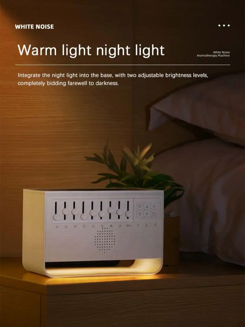 White Noise 3 in 1 Bluetooth Speaker Sleep Aid Night Light Humidifier All-in-one Machine 8 Nature Sound Essential Oil Diffuser