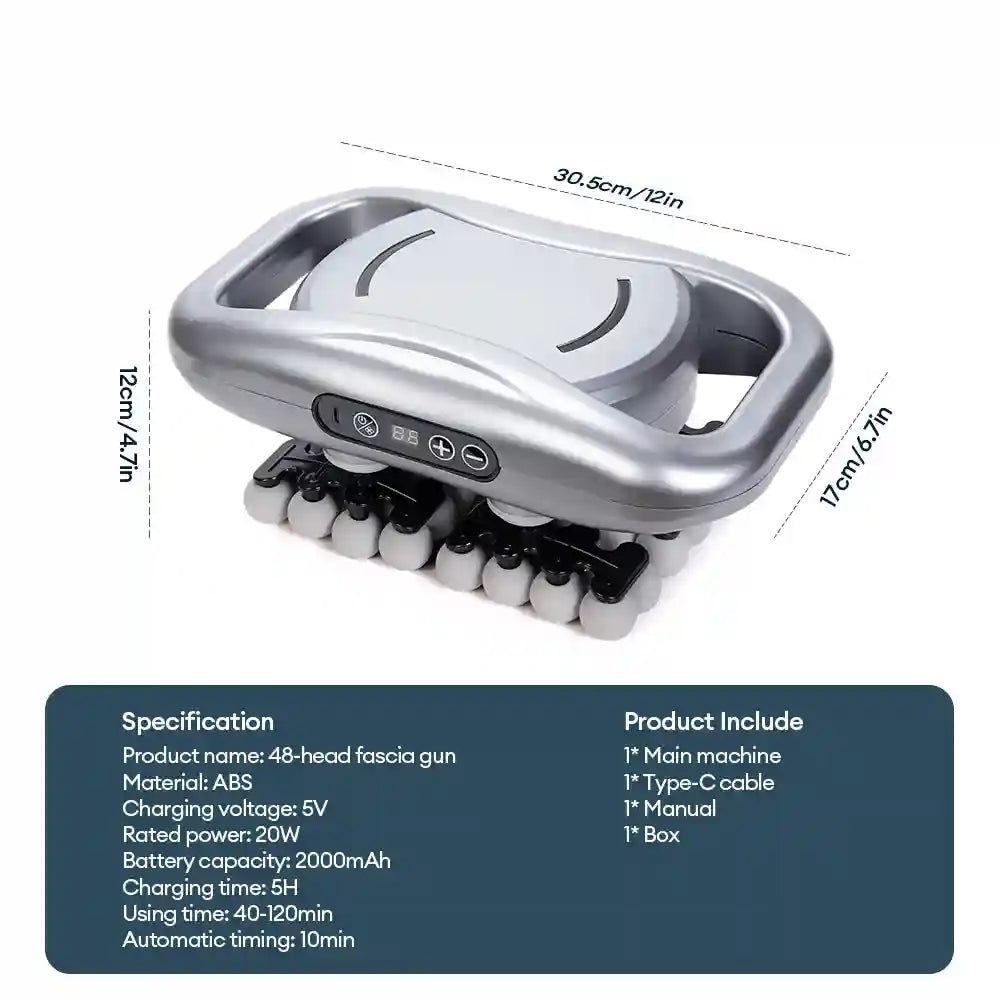 Fascia Gun 48-Head Deep Tissue Percussive Massager for Muscle Recovery Fascia Gun Tidesmit