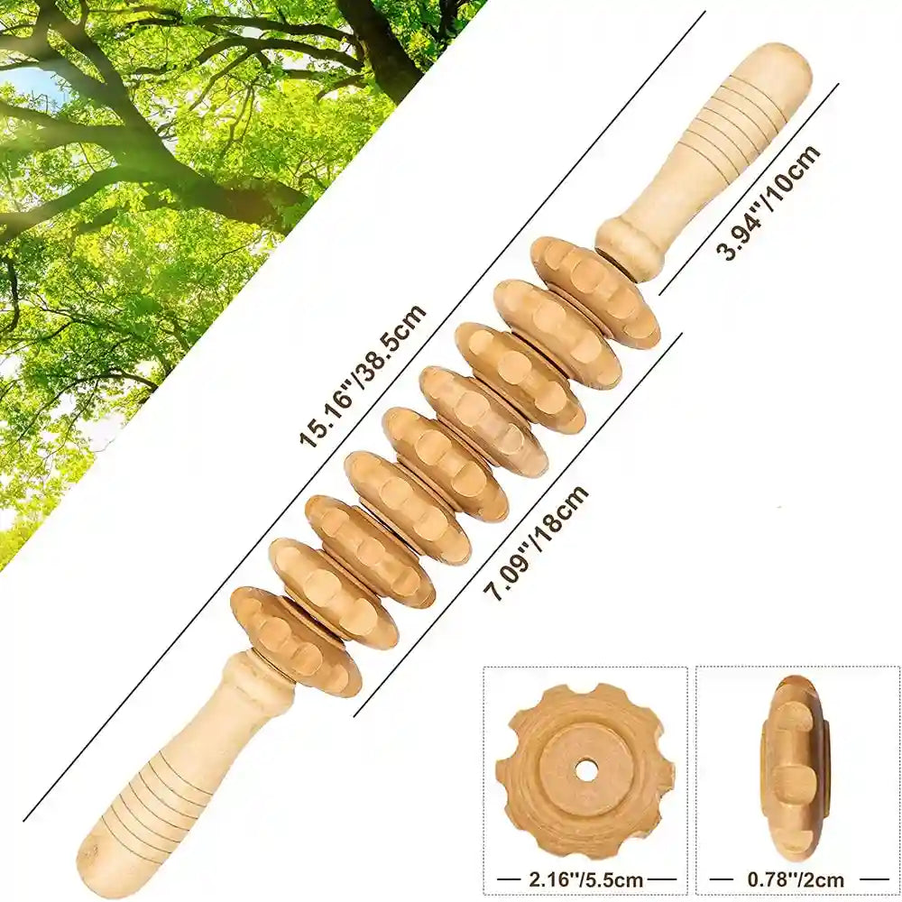 Wood Therapy Massage Roller for Lymphatic Drainage | 12 Rollers Eye Massage Instrument Tidesmit