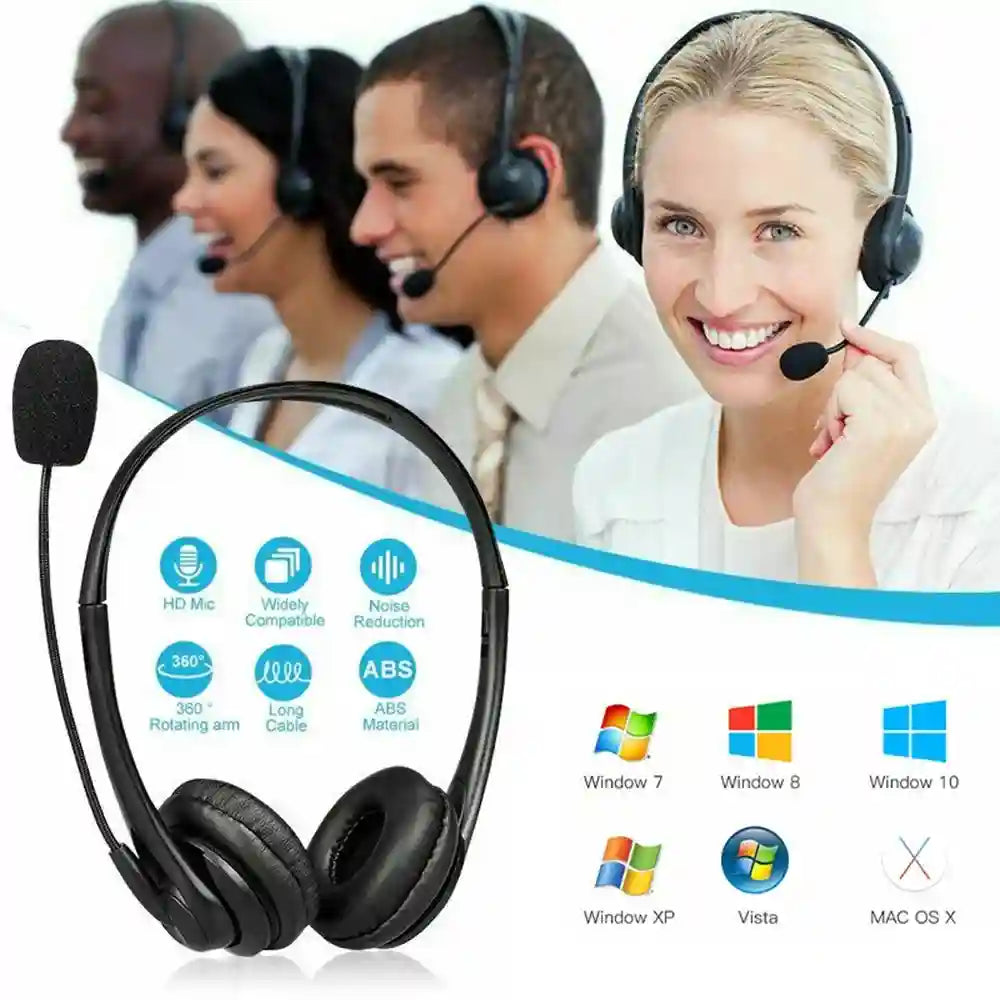 USB Computer Headset with Noise Cancelling Microphone - Black Tidesmit Tidesmit