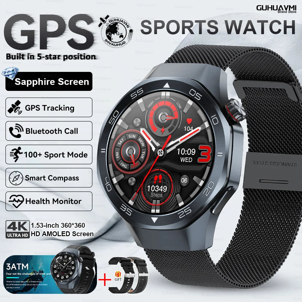 2026New Smart Watch GPS Positioning 3ATM Waterproof GPS Tracker Compass Men Bluetooth Call Heart rate 170+Sports Watch Men Women
