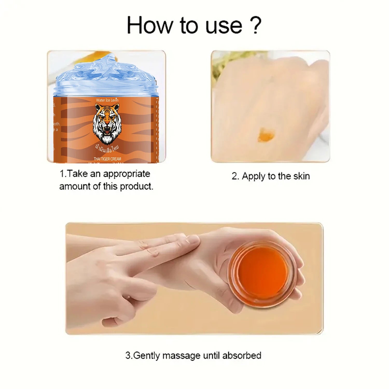 Thai Tiger Oil Cream - Hypoallergenic Deep Moisturizer, Rich in Nicotinamide and Hyaluronic Acid, 60g, Natural Ingredients, Soothing and Moisturizing, Suitable for All Light Skin Tones