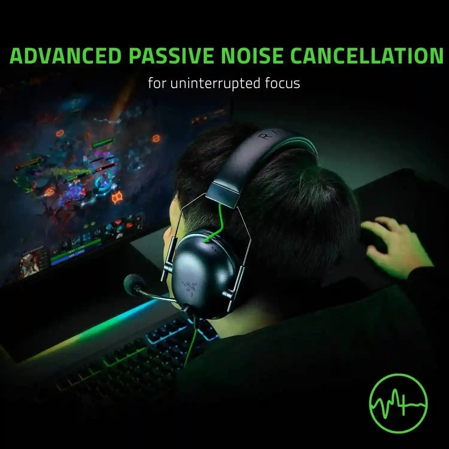 Razer BlackShark V2 X Gaming Headset with 7.1 Surround Sound - Black, White, Green Tidesmit