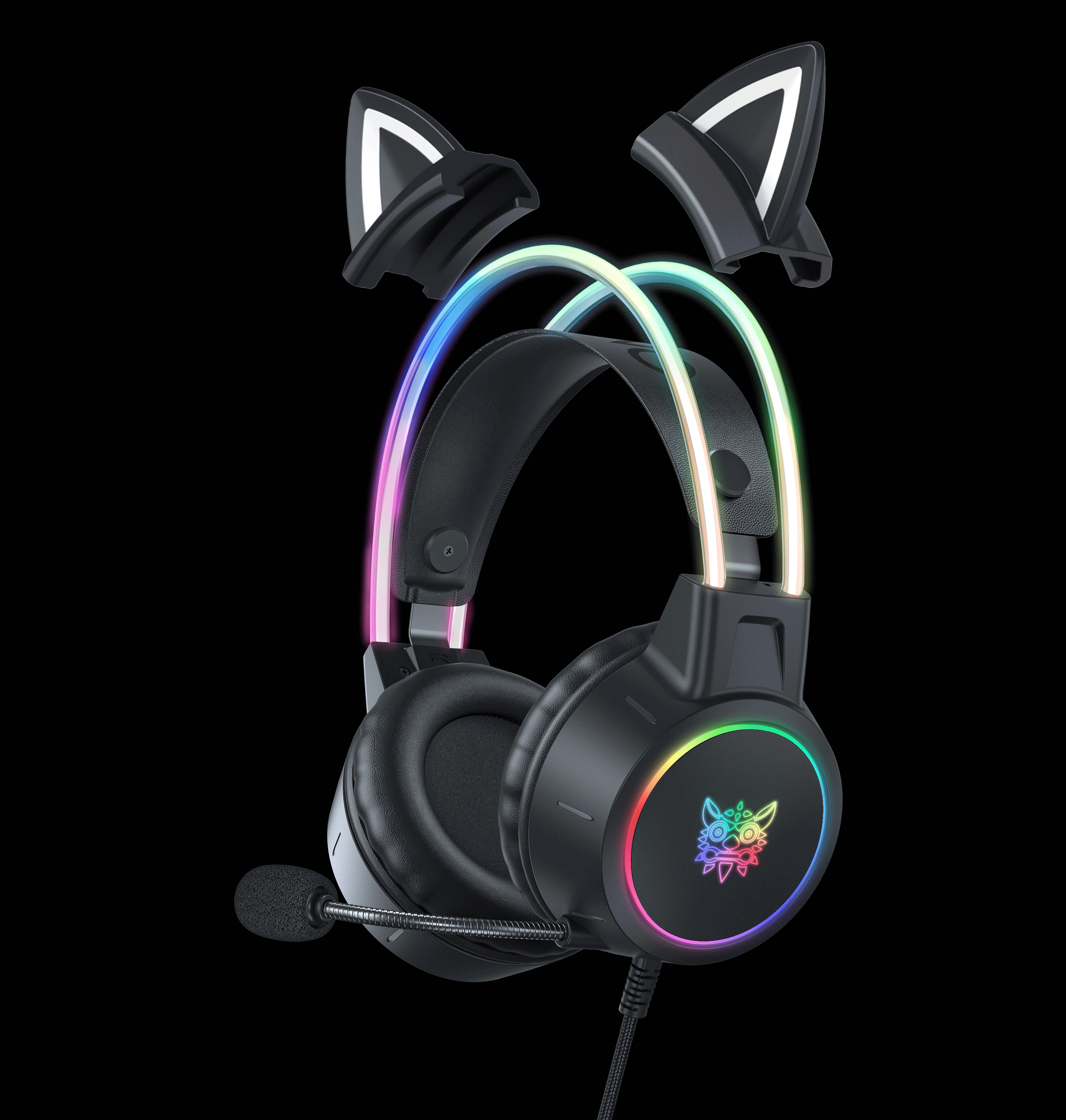 Pink Cat Ear Gaming Headset | Wireless Over-Ear Headphones with Mic Tidesmit