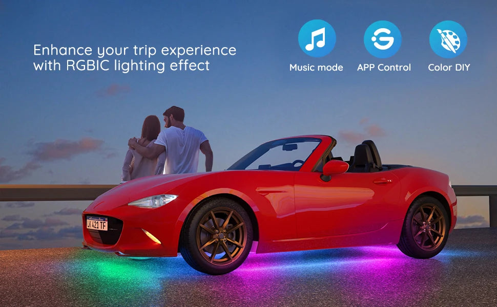 RGB Car Underglow Lights - Smart App Controlled LED Neon Kit Tidesmit