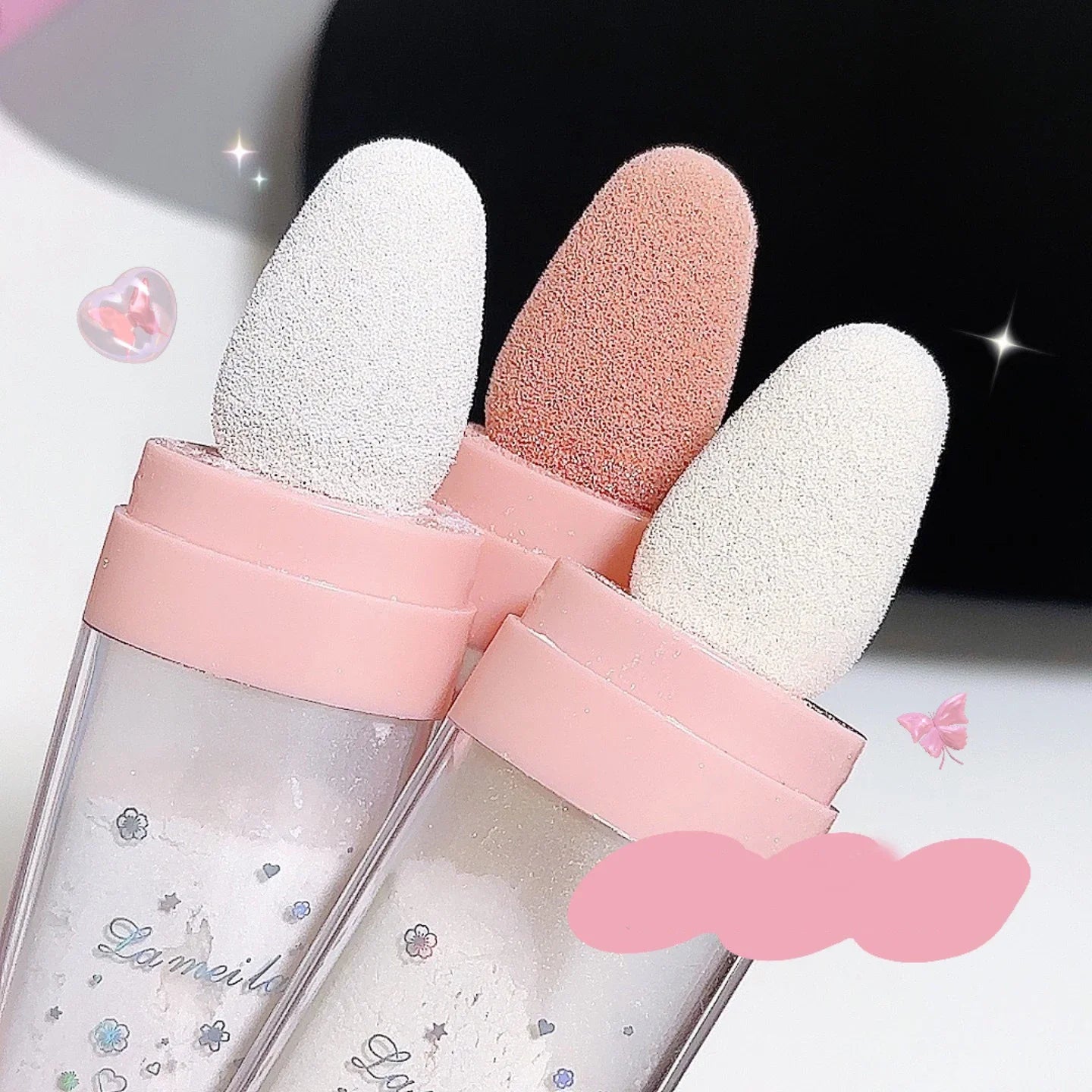 Tidesmit 3Colors glitter powder highlighter and face blusher texture swatch for shimmering natural makeup contouring