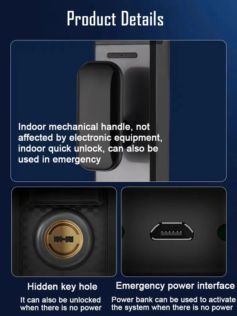 WIfi Tuya APP Remote Unlock Voice Intercom 3D Face Recognition Smart Door Lock With Camera Fingerprint Password Digitl Door Lock