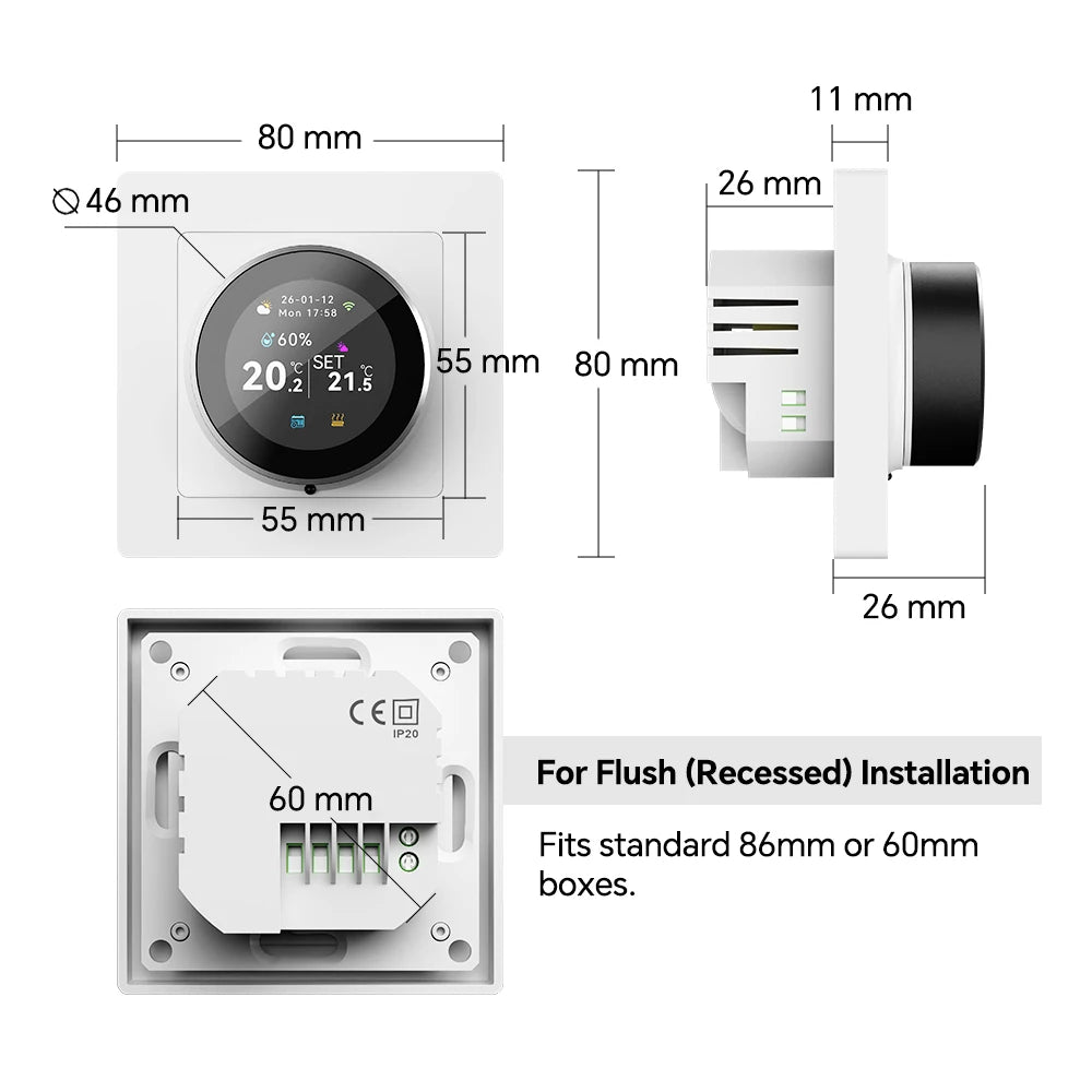 Tuya WiFi Smart Knob Thermostat for Electric Floor Heating Water/Gas Boiler Heating Thermoregulator Support Alexa Google Home