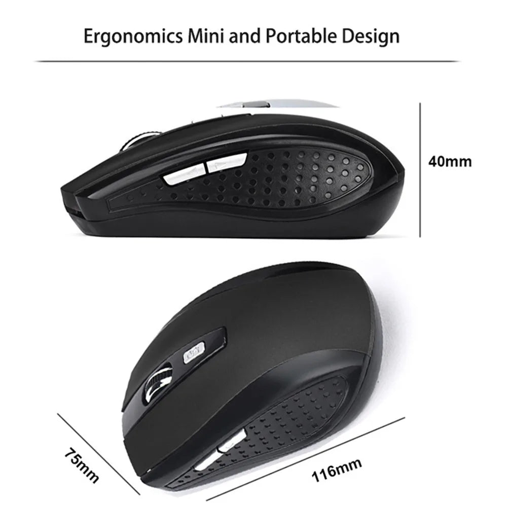 2.4G Wireless Mouse 6 Keys Gaming Mouse Ergonomic Silent Mouse 1600DPI Optical Office Mouse Mice for PC Laptop MacBook Windows
