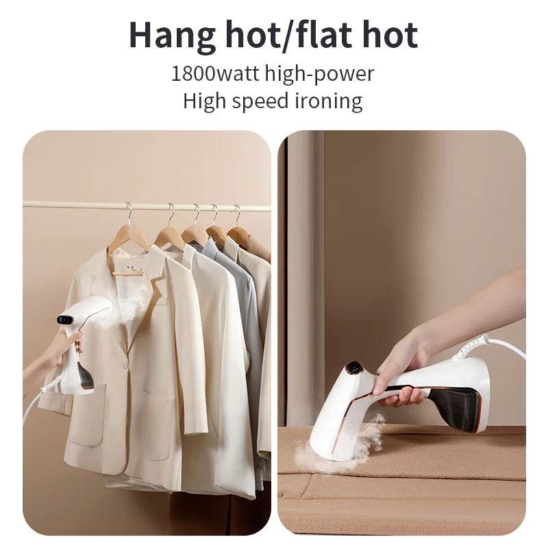 Tidesmit 1800W portable handheld garment steamer showing touchscreen control and 320ml water tank design