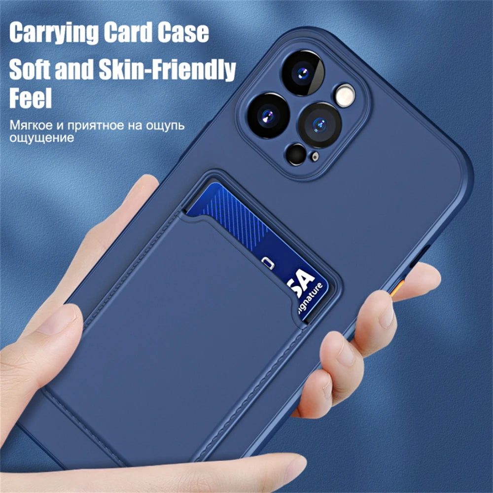 Silicone Wallet Case for iPhone - Shock-Absorbing Slim Fit Cover Tidesmit