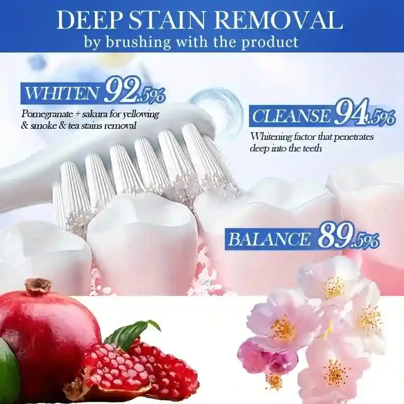 Tidesmit Sakura Red Pomegranate fluoride-free teeth whitening toothpaste for deep cleaning and stain removal