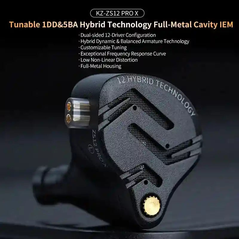 KZ ZS12 PRO X Hybrid IEMs with 1DD+5BA Drivers for Precision Audio Tidesmit