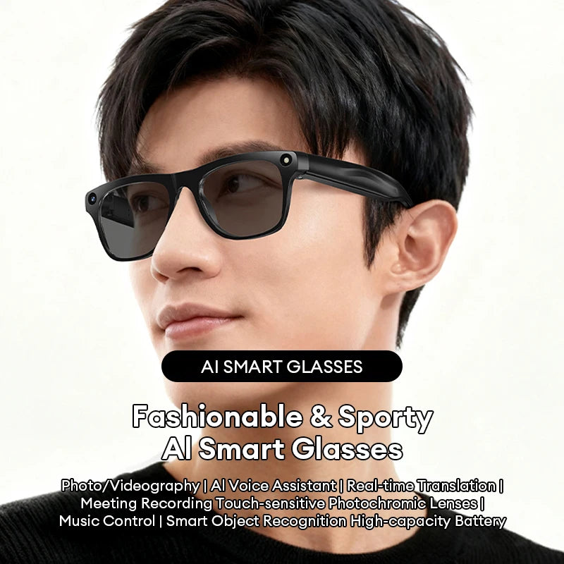 AI Smart Glasses with Camera & Translator - Black Frames by Tidesmit Tidesmit
