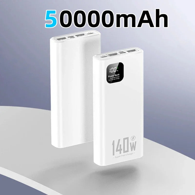 Tidesmit 200000mAh Portable Charger - 140W PD Fast Charging Power Bank White-50000mAh Tidesmit