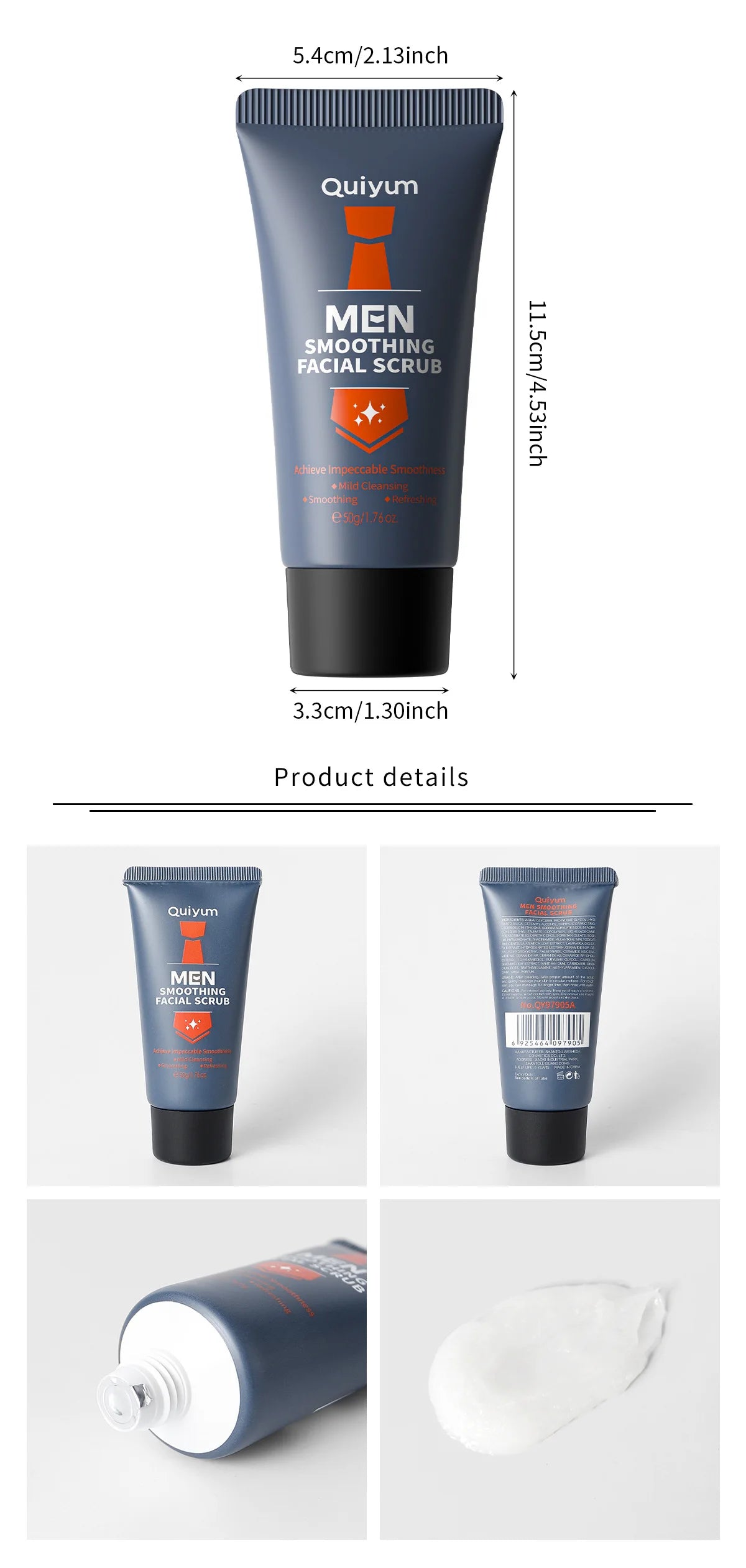 Mens Facial Scrub Exfoliator - Deep Pore Cleanser with Natural Extracts 50g Scrubs Treatments Tidesmit
