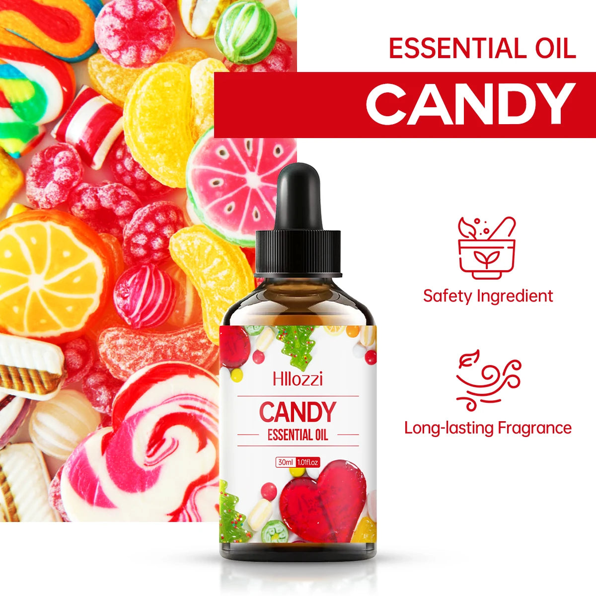 Candy essential oil, candy scent, suitable for body massage and hair care, aromatherapy candles, home use.
