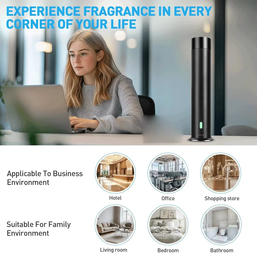 Smart Waterless Aromatherapy Essential Oil Diffuser Professional Scent Air Machine Column Aroma Diffuser for Home Large Room
