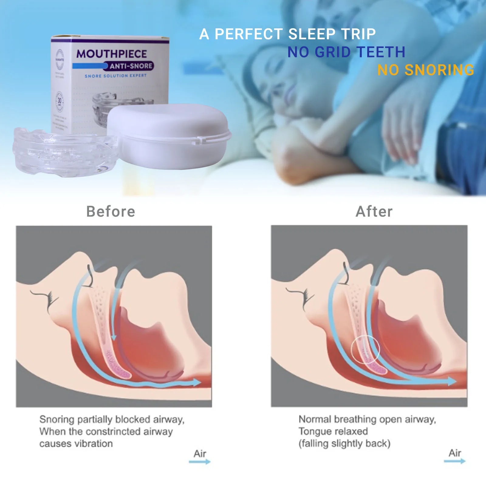 Mouthpiece Anti Snore Mouth Guard Silicone Anti Snoring Bruxism Sleeping Aid Apnea Guard Teeth Snoring Device Stop Snore Oral