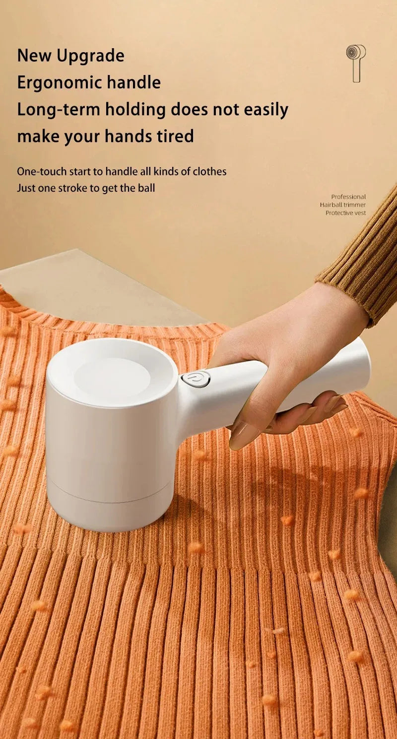 Tidesmit rechargeable fabric shaver and lint remover with ergonomic handle for removing hair balls from clothing