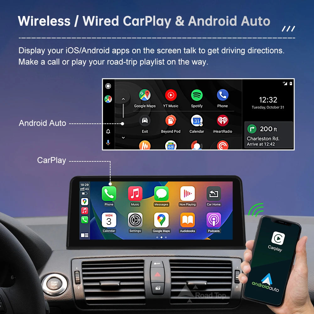 Wireless CarPlay Touch Display for BMW 1 Series E81 E87 CIC/CCC Tidesmit