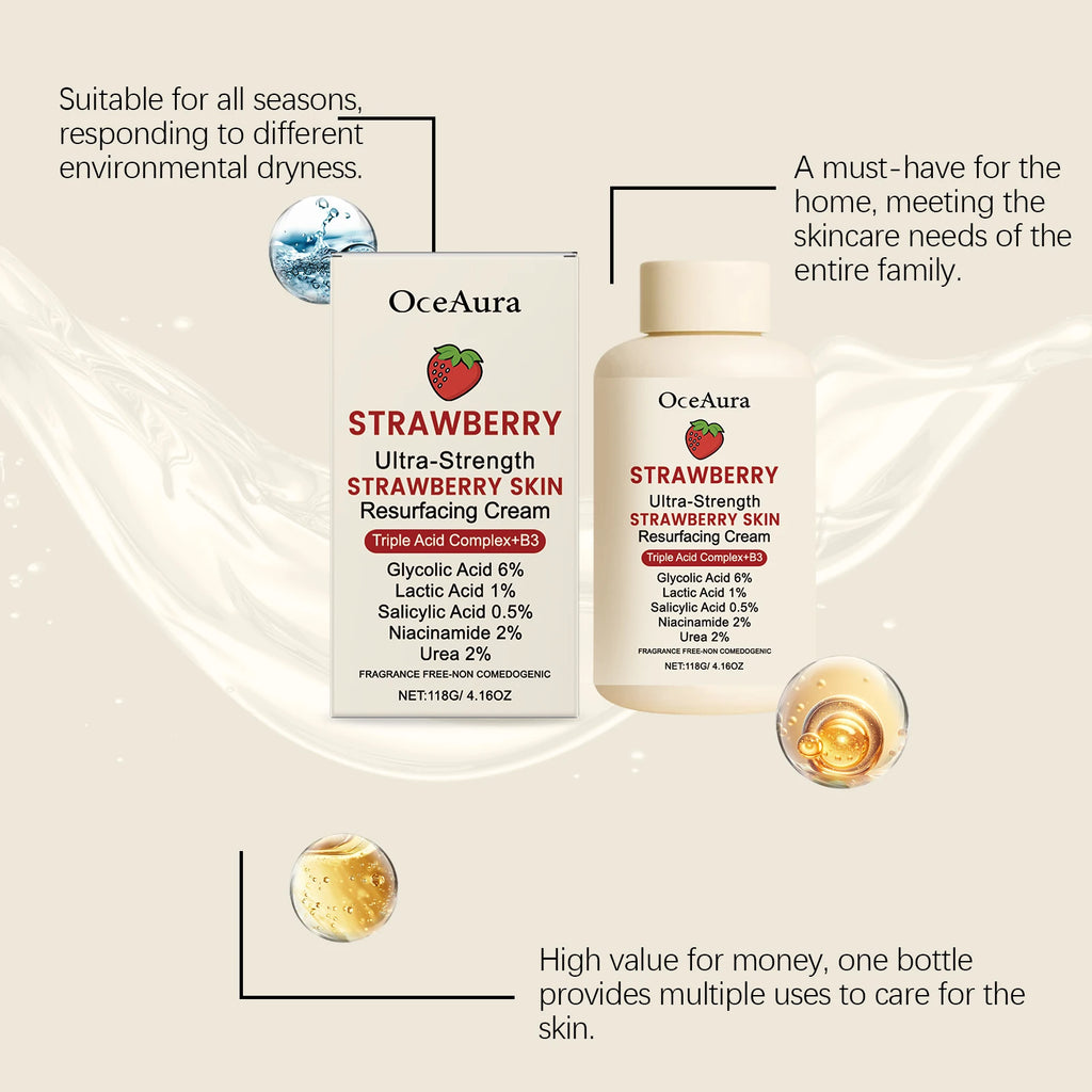 Strawberry Body Cream with Niacinamide and Salicylic Acid for Smooth Skin Gentle Exfoliating Lotion Lightweight Dry Rough Skin