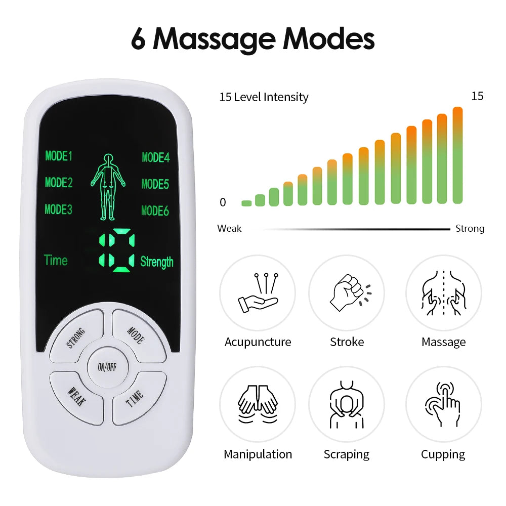 Electric Muscle Stimulator for Pain Relief - 6 Mode Wellness Device Relaxation Treatment Tidesmit
