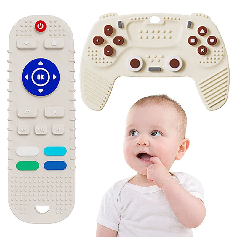 Silicone Baby Teething Toys Remote Control, Remote Control Game Controller Silicone Teething Toy for Babies 6-12 Months Gifts