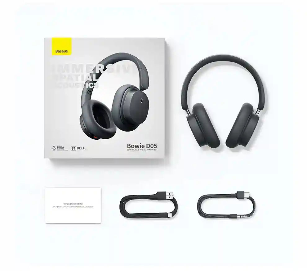 Wireless Over-Ear Headphones with 70H Playtime and Spatial Audio - Gray Tidesmit