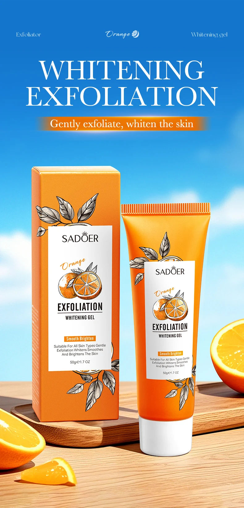 Orange Exfoliating Gel Facial Scrub for Pore and Blackhead Care Scrubs Treatments Tidesmit