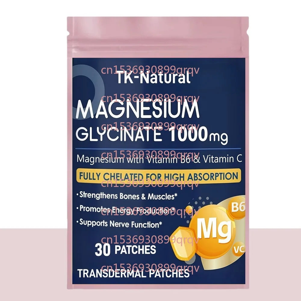 30 Patches Magnesium Glycinate Transdermal Patches With Vitamin B6,Vitamin C - Bones, Muscles, Heart Support