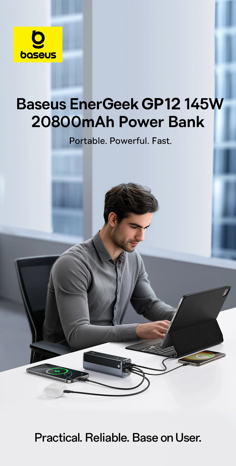 145W Fast Charging Power Bank 20800mAh Portable Laptop Charger Tidesmit