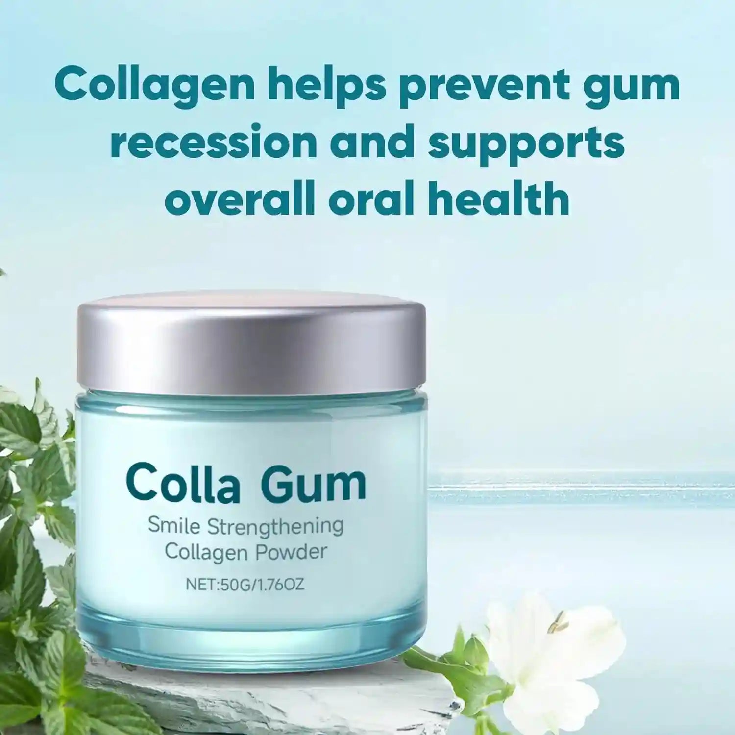 Tidesmit Collagen and Hydroxyapatite tooth powder for gentle teeth whitening, plaque removal, and gum care.