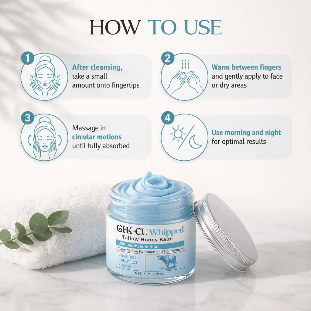 1/2/3PCS Copper Peptides GHK-Cu Beef Tallow for Skin, Blue Balm Manuka Honey & Vitamin E, Natural Face Moisturizer, Skincare