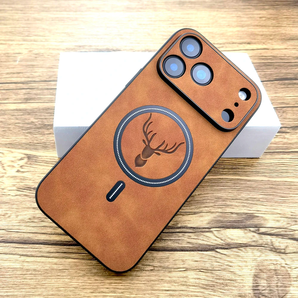 iPhone 17 Pro Max Faux Leather Magnetic Slim Case - Shock Absorbing Tidesmit
