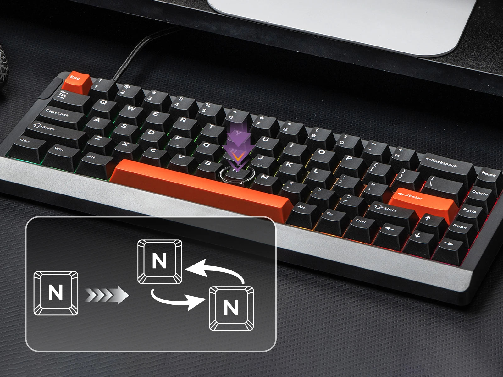 EPOMAKER HE68 Lite 65% ANSI US Layout Tray-Mounted Wired Hall Effect Magnetic Mechanical Keyboard DKS SOCD RGB Backlight