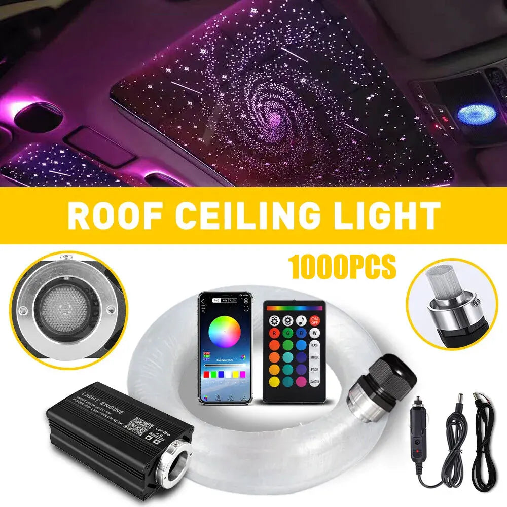 Car Starry Sky Light Kit 16W RGB - DIY Fiber Optic Ceiling Lamp Tidesmit