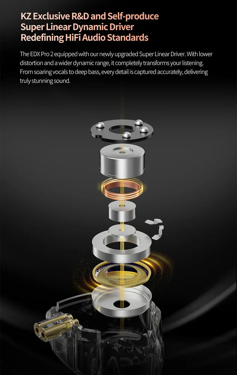 KZ EDX Pro In-Ear Monitors | HiFi Wired 3.5mm Earphones | Tidesmit Tidesmit