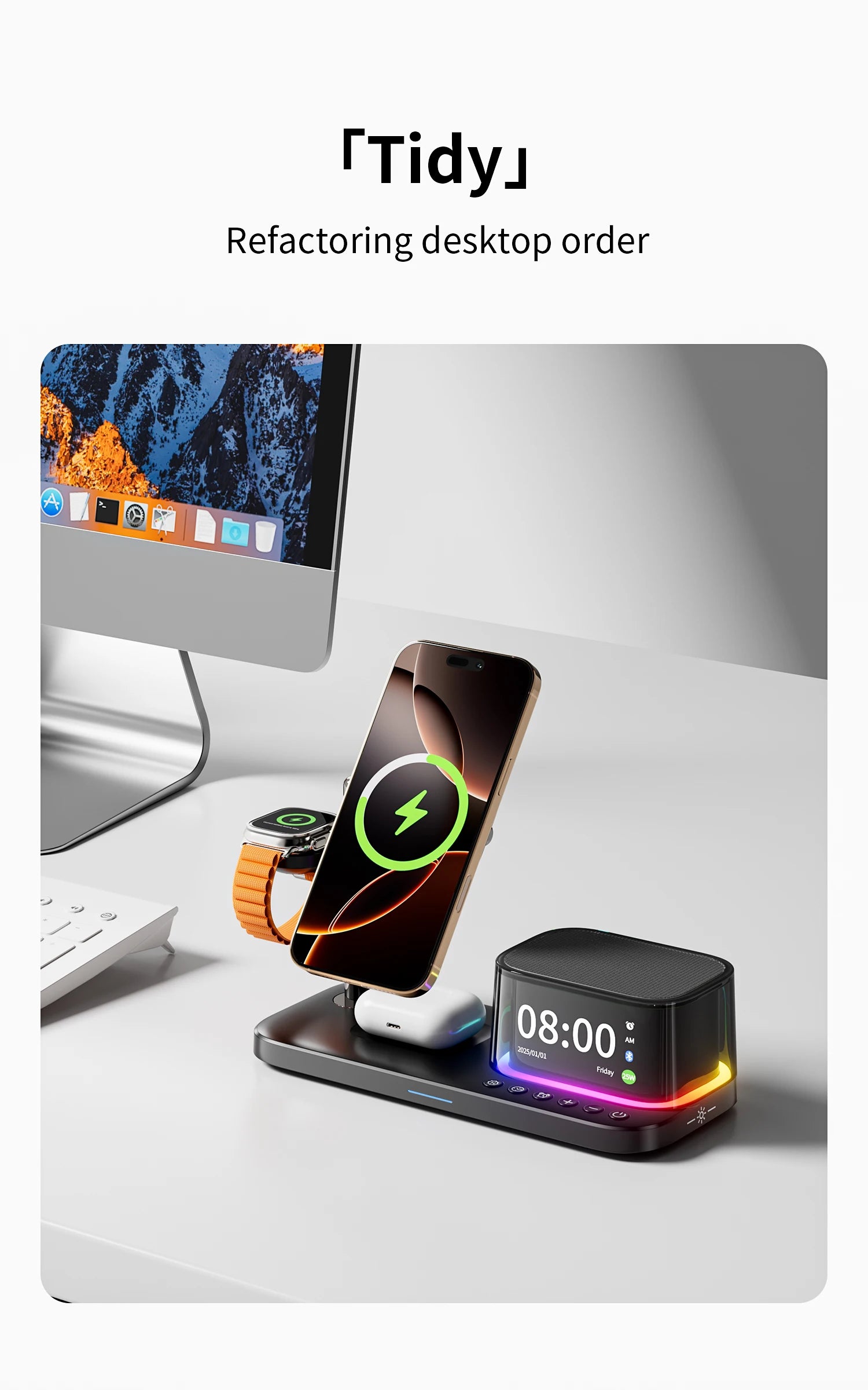 5-in-1 Magnetic Wireless Charger Stand - Qi2 Certified Multi-Device Station Tidesmit