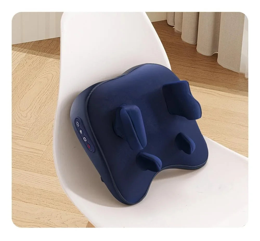 Electric Massager Neck Pillow - Portable Deep Tissue with Heat Therapy Massage Cushion Blue CN Tidesmit