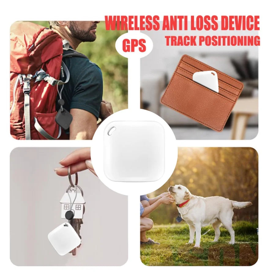 Smart Bluetooth GPS pet tracker works with Apple Find My for real-time location of dogs, keys, and luggage.