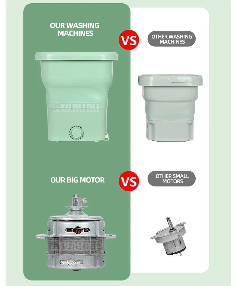 Tidesmit foldable portable washing machine for socks and underwear, shown from an alternate side angle.
