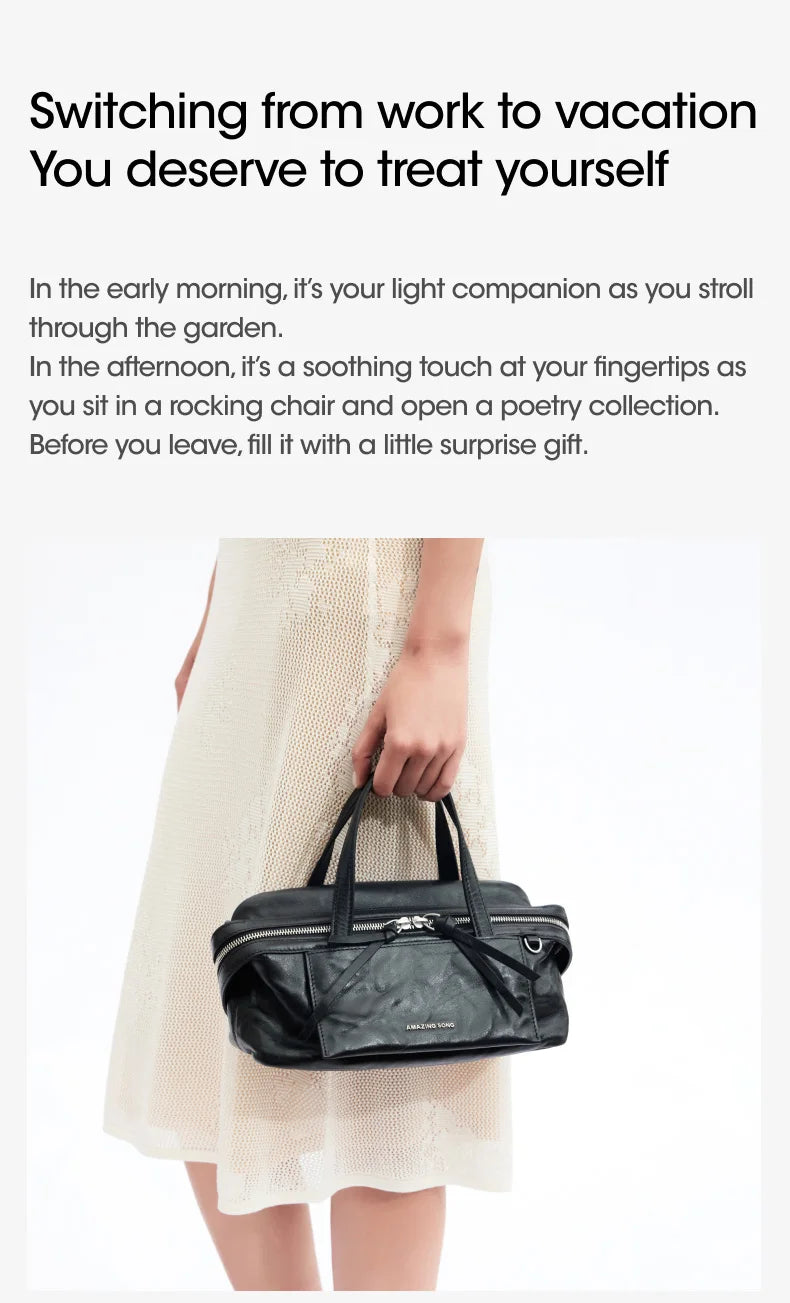 Amazing Song Original Design Cheese Roll Pillow Bag Small Top Grain Leather 2026 New Fashionable Women's bags