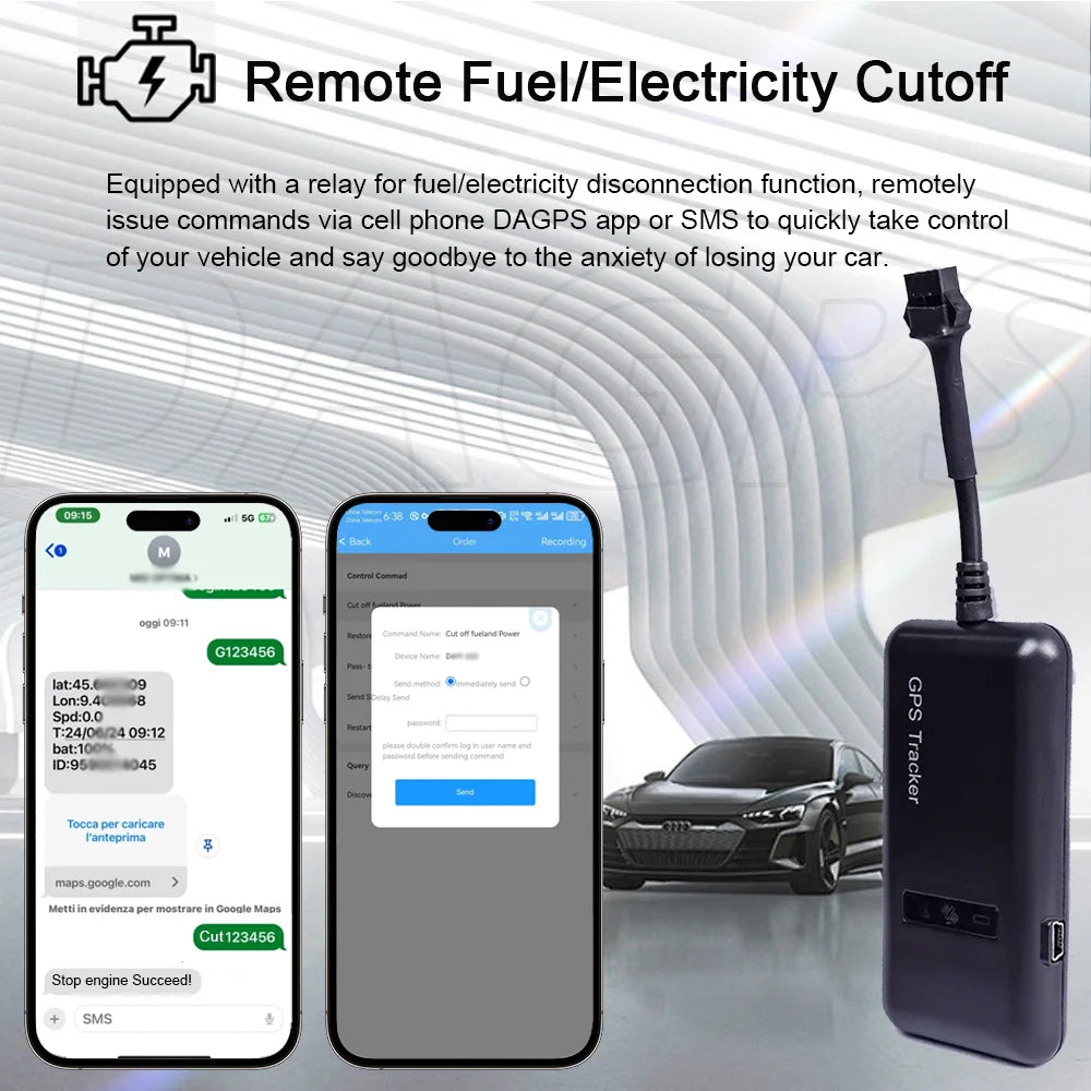 DAGPS Tracker for Vehicle TK110/GT02D 4pin Motocycle Car GPS Tracker Oil-Cut Stop Engine ACC Alarm with Sleep Save Battery GPRS.