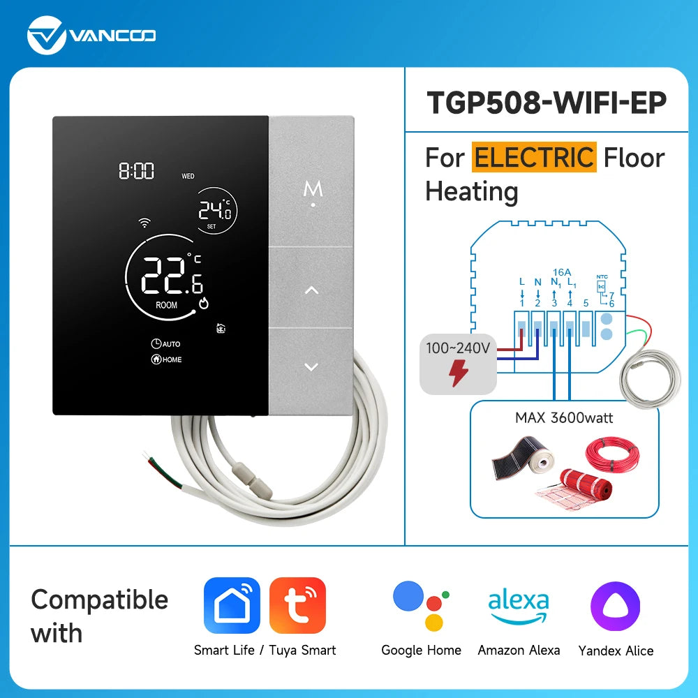 Tuya Wifi Thermostat Smart Home Thermoregulator for Warm Floor Electric Heating Gas Boiler Heating With Google Home/Alexa/Alice